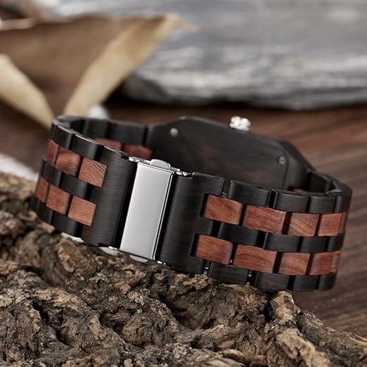 Herren Armbanduhr, aus Holz, Chronograph, Holzuhr Datumsanzeige Leicht Uhr