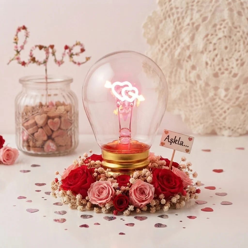 Herz Dekoleuchte Akku USB-C Nachtlicht Geschenk Valentinstag Deko Tischlampe
