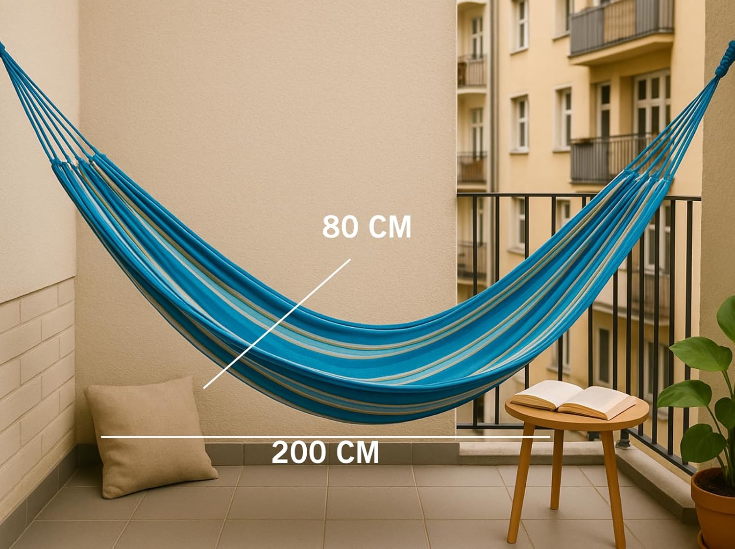 Baumwoll-Hängematte 200x80cm – Gartenhängematte für 1 Person inkl. Transporttasche