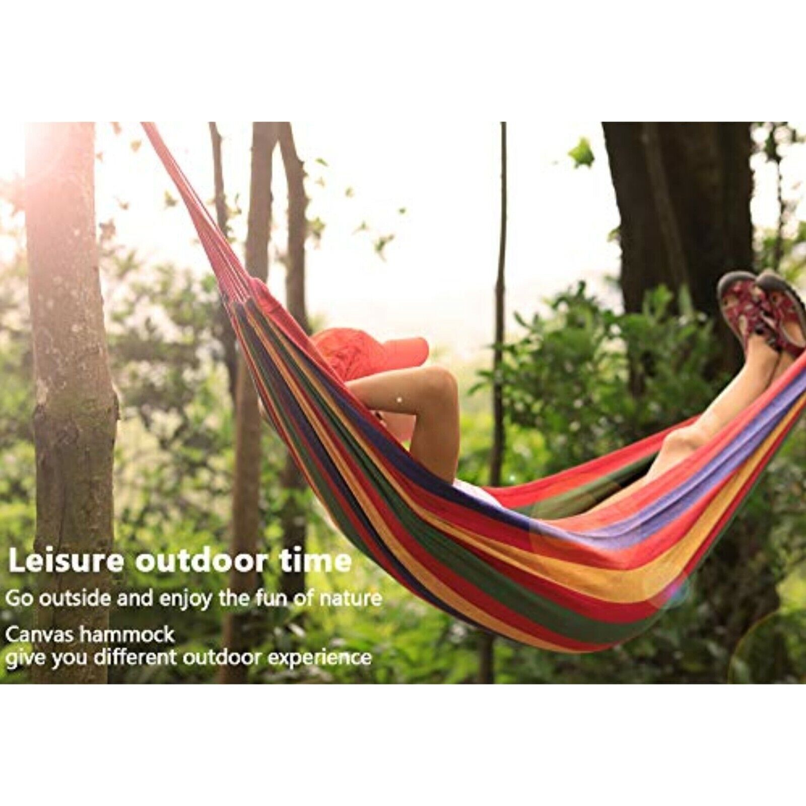 Hammock 250 x 80cm hanging lounger cotton max. 120 kg outdoor garden camping