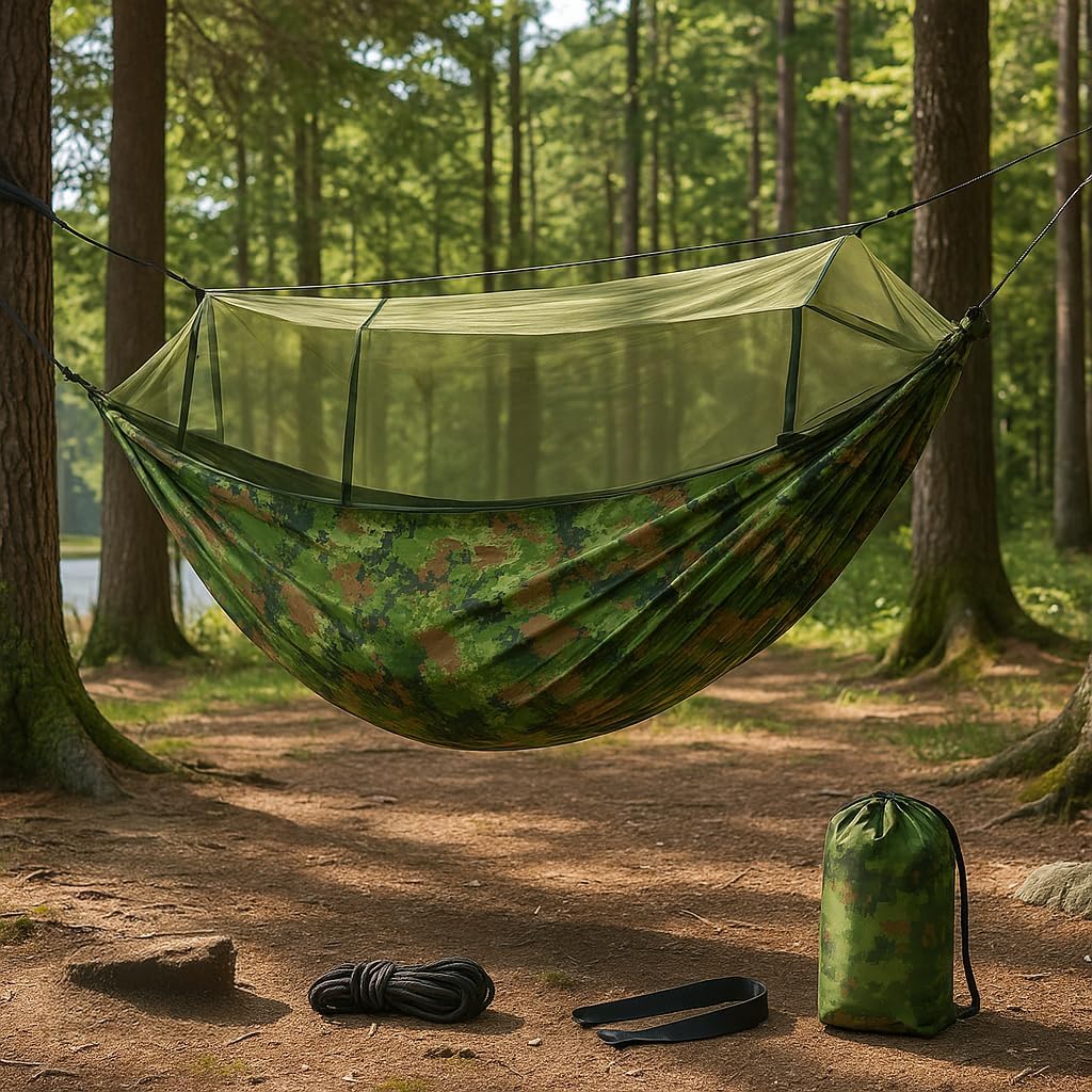 Camping Hängematte mit Moskitonetz – Ultraleichte Outdoor Reisehängema