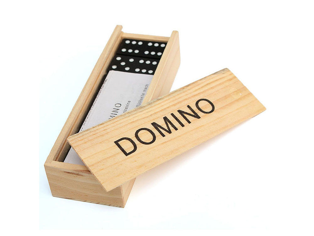 Holz Domino Spiel 28 Teile in Holzbox – Klassisches Familienspiel für Kinder und Erwachsene  5904734408680