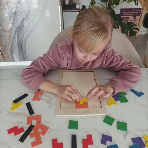 Holzpuzzle 3D mit 40 Teilen – Logik Lernspiel aus Holz für Kinder