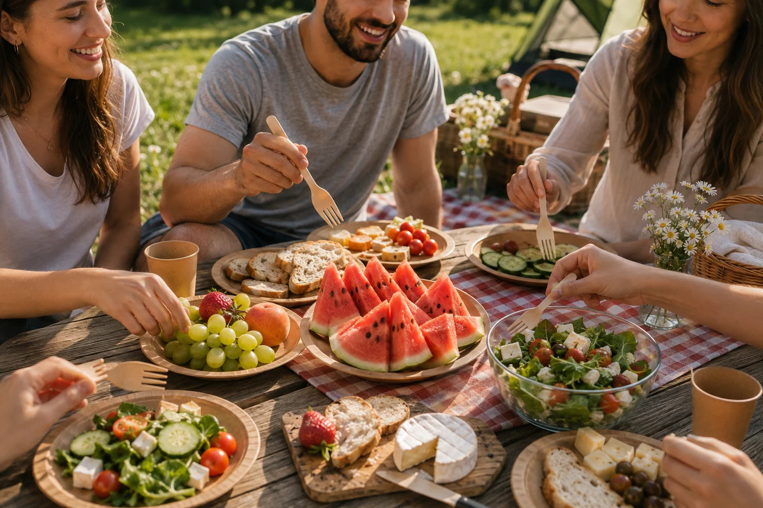 Holzbesteck 20 Stück Einwegbesteck Messer Gabel Löffel 16cm Party Picknick Grill