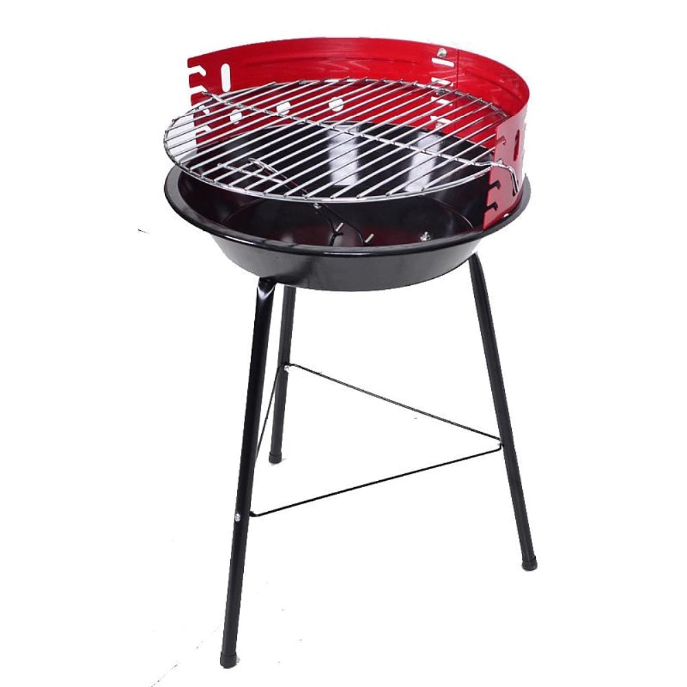 Holzkohle Rundgrill Kansas 35x56 cm – Stahlgrill mit 4-fach höhenverstellbarem Rost & Windschutz