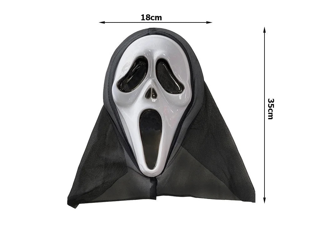 Horror Maske Halloween Gruselmaske Schwarz Weiß 35cm Party Verkleidung