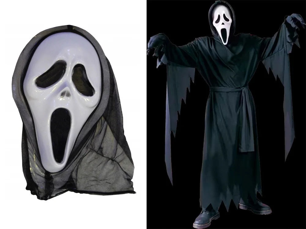 Horror Maske Halloween Gruselmaske Schwarz Weiß 35cm Party Verkleidung