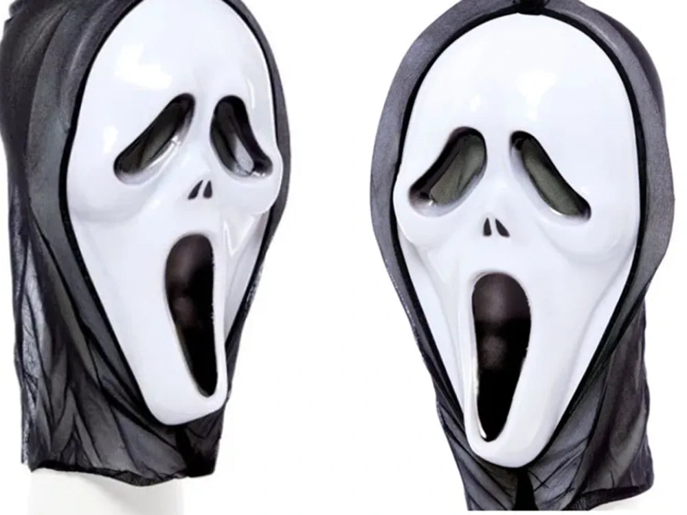 Horror Maske Halloween Gruselmaske Schwarz Weiß 35cm Party Verkleidung