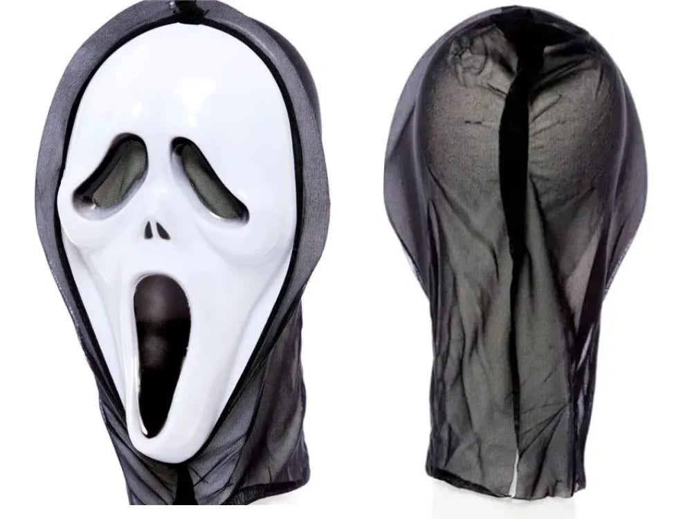 Horror Maske Halloween Gruselmaske Schwarz Weiß 35cm Party Verkleidung