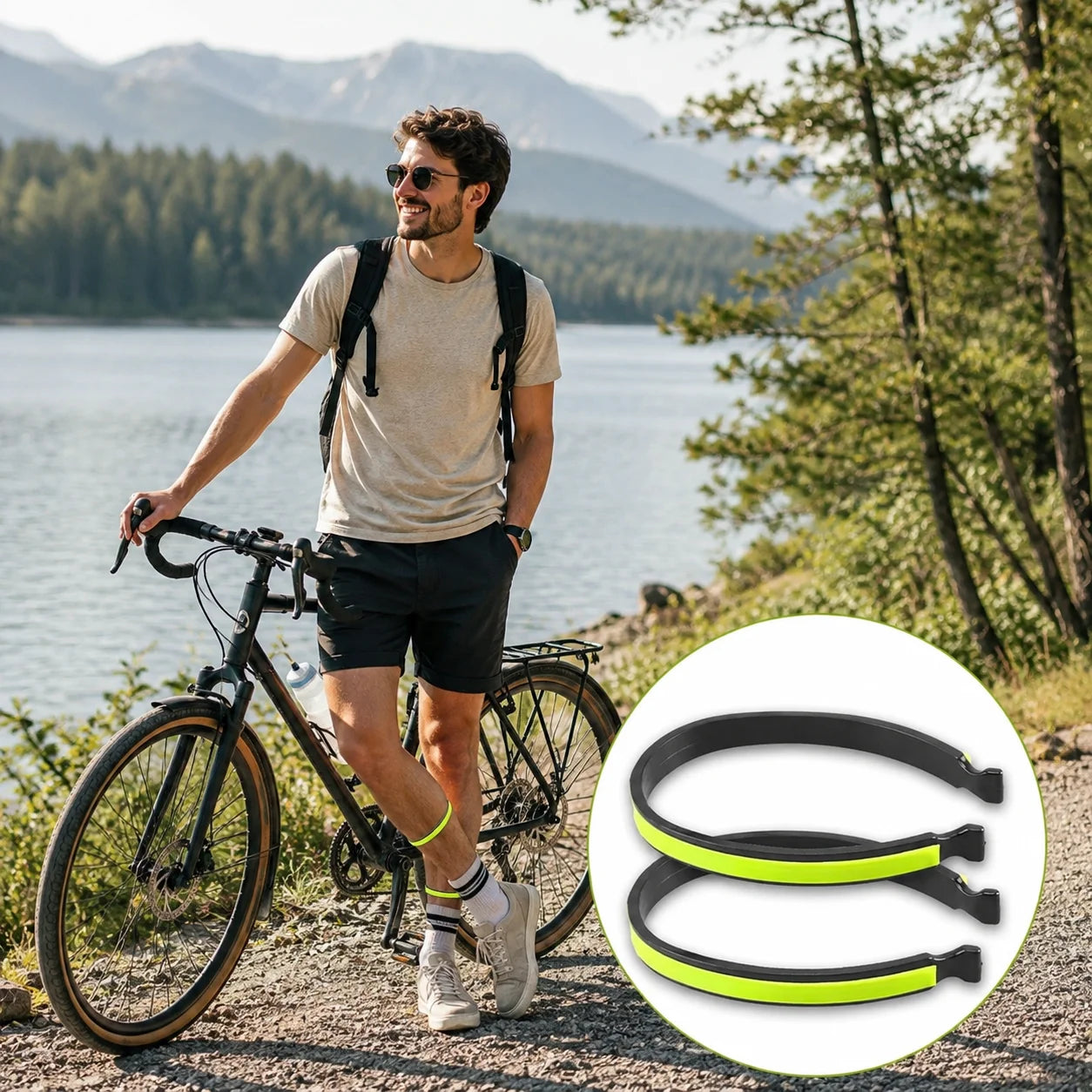 2 x Hosenclips Fahrrad  Reflektierend Hosenklammer Beinschutz Fahrradclip