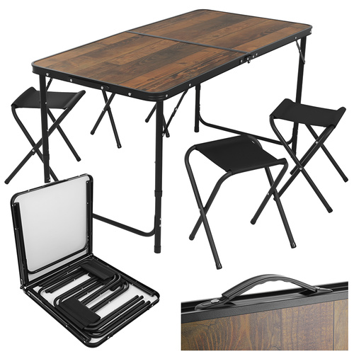 Camping Tisch Set klappbar mit 4 Stühlen Koffer höhenverstellbar Outdoor