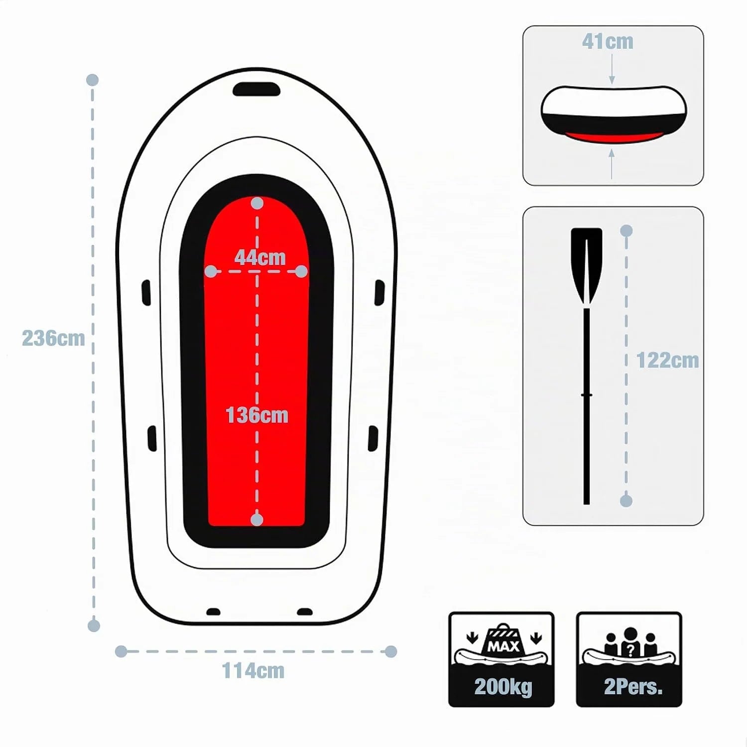 INTEX Challenger 2 Schlauchboot Set – 2 Personen bis 200 kg mit Paddeln, Handpumpe & Reparaturflicken