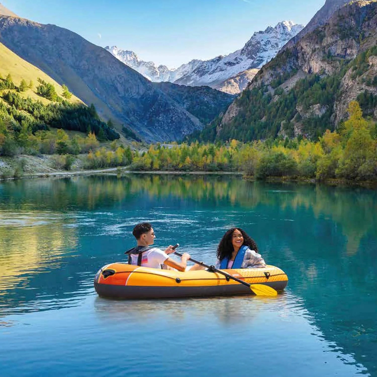 INTEX Challenger 2 Schlauchboot Set – 2 Personen bis 200 kg mit Paddeln, Handpumpe & Reparaturflicken