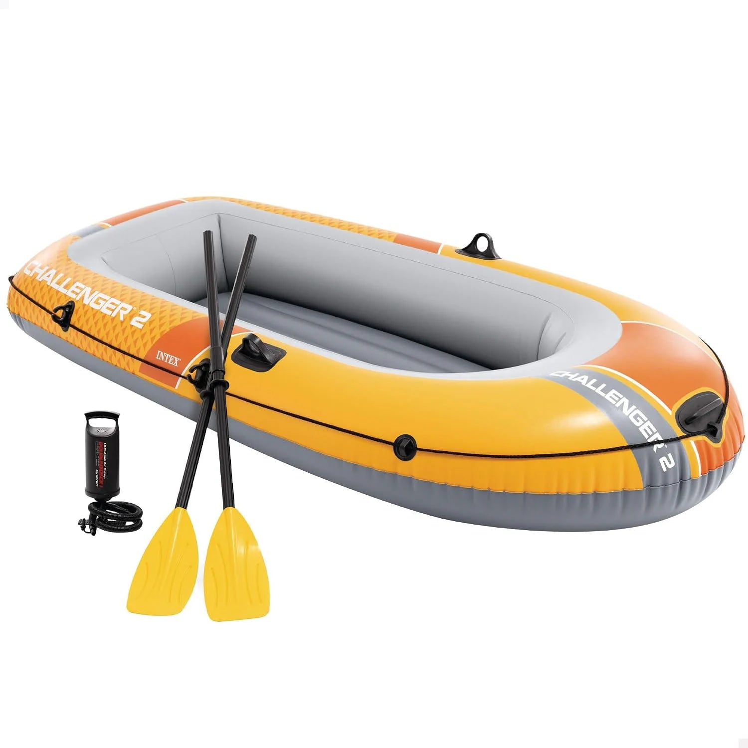INTEX Challenger 2 Schlauchboot Set – 2 Personen bis 200 kg mit Paddeln, Handpumpe & Reparaturflicken