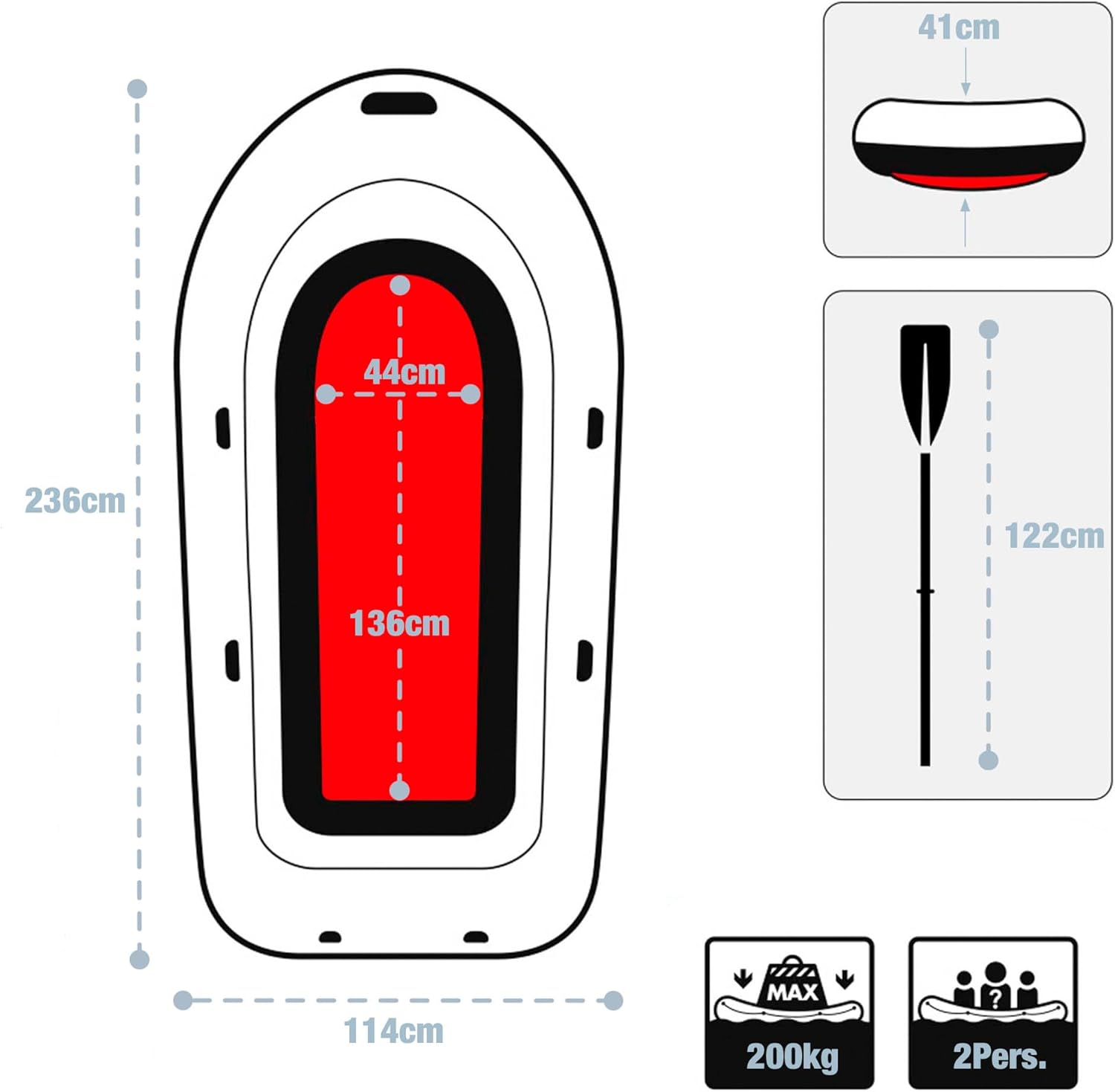 Intex Challenger 2 Schlauchboot Set – 2 Personen Boot mit Paddeln und Pumpe