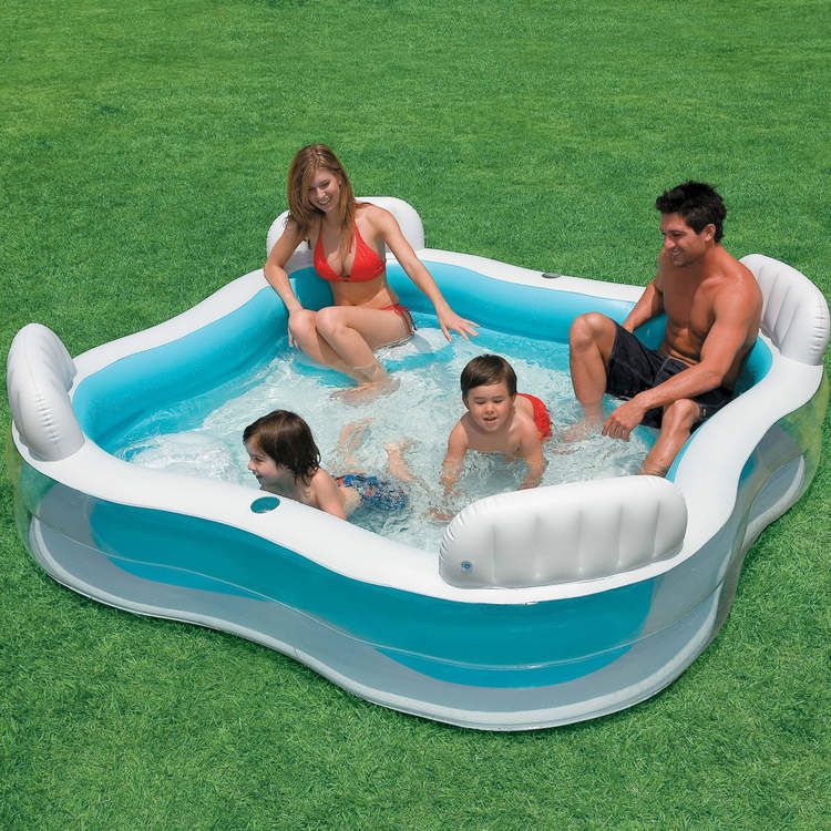 INTEX Swim Center Lounge Pool für 4 Personen – Aufblasbarer Familienpool 229 x 229 cm