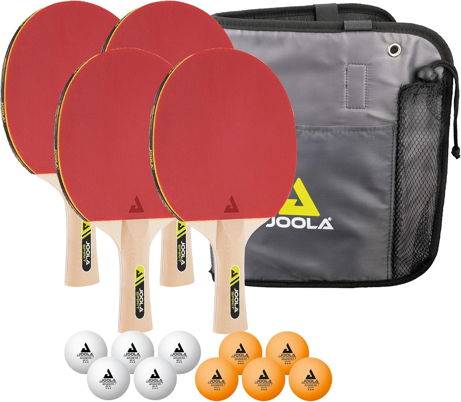JOOLA Tischtennis Family Set – 4 Schläger, 10 Bälle & Tragetasche für Familie, Schule & Freizeit