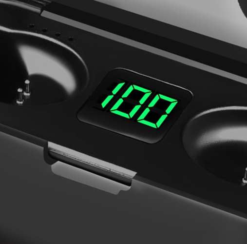 Kabellose Bluetooth Kopfhörer mit Powerbank & LCD Display – Wireless Earbuds mit Mikrofon, Touch-Steuerung & 2000mAh Ladecase