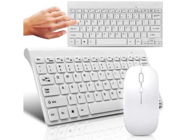 Maus Keyboard Wireless QWERTY Tastatur Set 2,4GHz PC Funkmaus Weiß Retoo