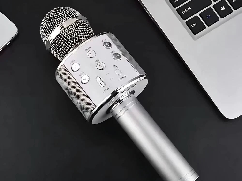 Kabelloses Bluetooth Karaoke Mikrofon mit Lautsprecher – Echo, Stimmeffekte, Aufnahmefunktion & Etui
