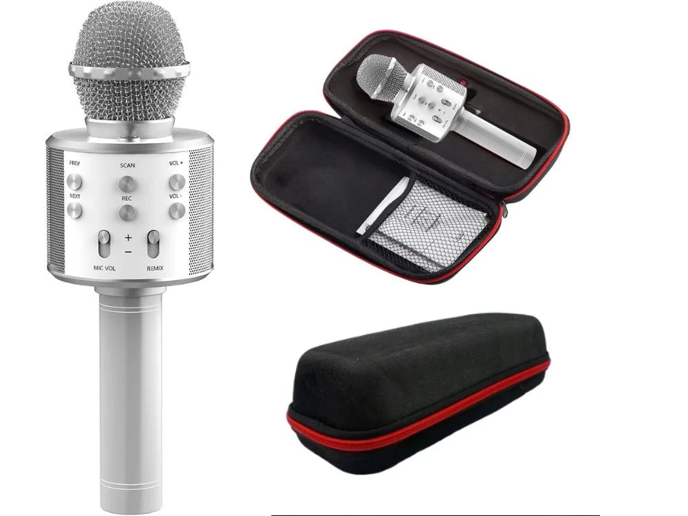 Kabelloses Bluetooth Karaoke Mikrofon mit Lautsprecher – Echo, Stimmeffekte, Aufnahmefunktion & Etui