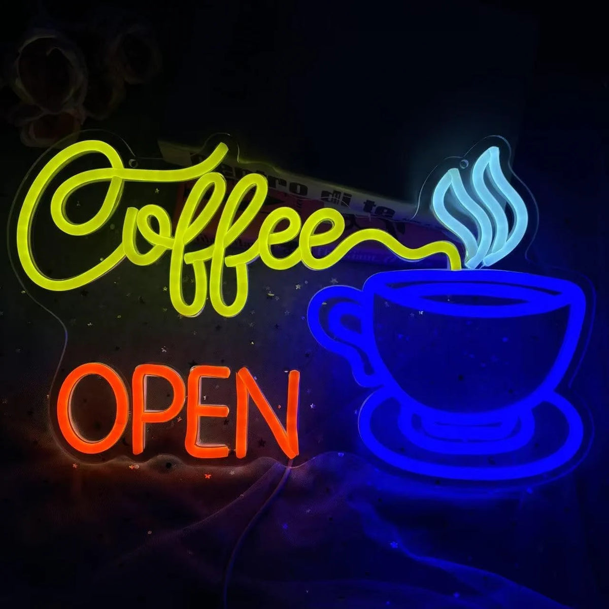 Kaffee Neon Schild LED – dimmbares Coffee Shop Leuchtschild als Wanddekoration für Café, Küche, Bar & Zuhause