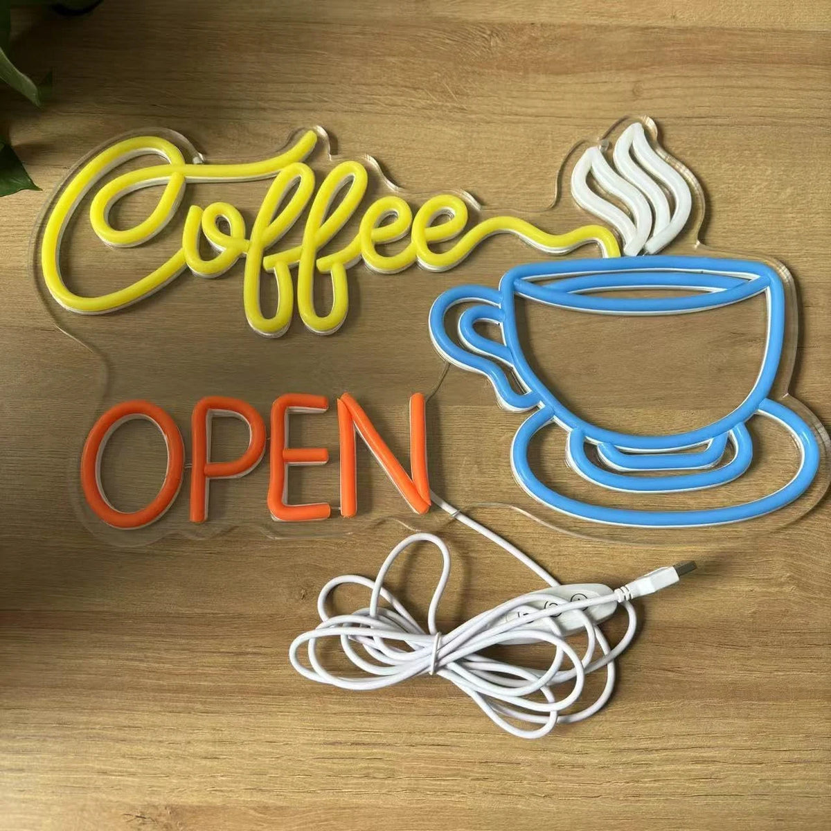 Kaffee Neon Schild LED – dimmbares Coffee Shop Leuchtschild als Wanddekoration für Café, Küche, Bar & Zuhause