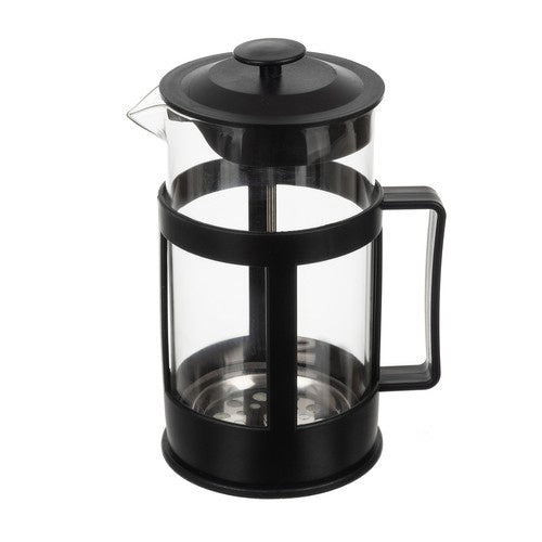French Press Kaffeebereiter 1L – 8 Tassen aus Glas & Edelstahl, Schwarz, Spülmaschinenfest