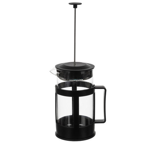 French Press Kaffeebereiter 1L – 8 Tassen aus Glas & Edelstahl, Schwarz, Spülmaschinenfest