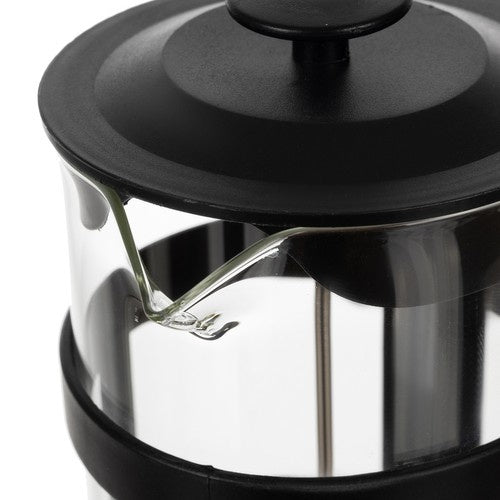 French Press Kaffeebereiter 1L – 8 Tassen aus Glas & Edelstahl, Schwarz, Spülmaschinenfest