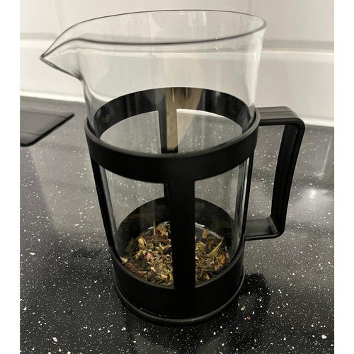 French Press Kaffeebereiter 1L – 8 Tassen aus Glas & Edelstahl, Schwarz, Spülmaschinenfest