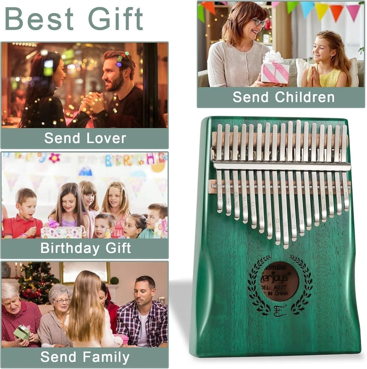 Kalimba 17 Tasten – Daumenklavier aus Holz mit Tasche-Handgemachtes Finger Piano