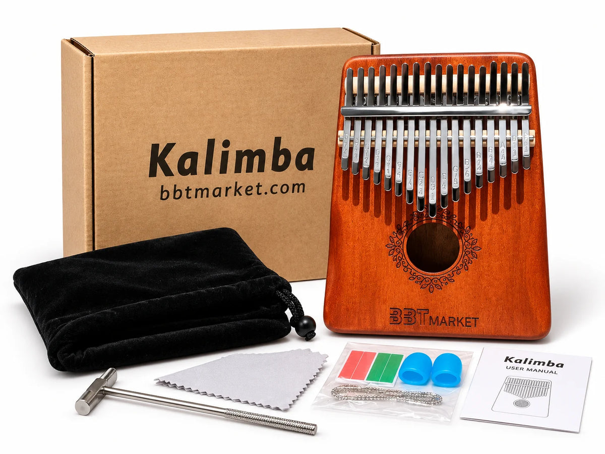 Kalimba 17 Tasten Daumenklavier Fingerpiano aus Holz mit Tragetasche & Notenheft