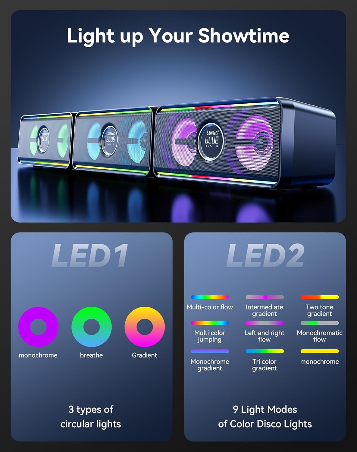 Karaoke Maschine mit 2 Funkmikrofonen, LED PA Lautsprecher, Bluetooth, USB