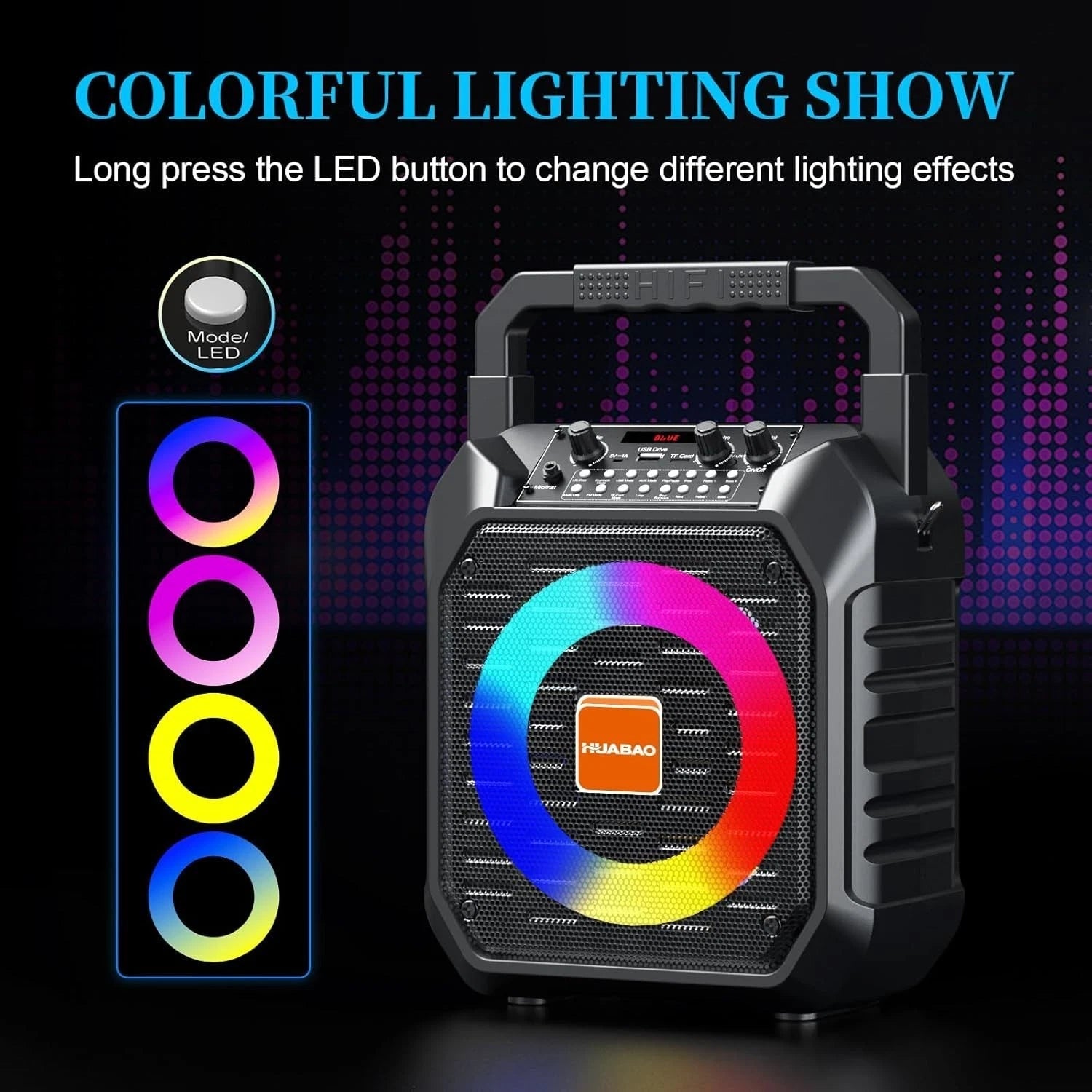 Tragbare Karaoke Maschine mit 2 Kabellosen Mikrofonen & LED – Bluetooth Lautsprecher schwarz