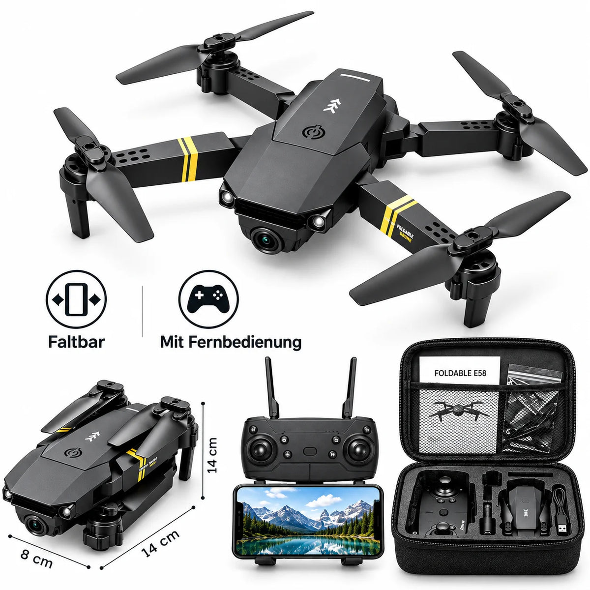 Mini Drohne mit 1080p HD-Kamera – faltbarer RC Quadcopter mit GPS & Rückkehrfunktion für Anfänger