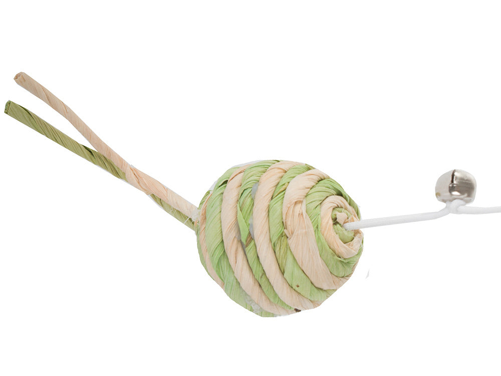 Katzenspielzeug Angelrute mit Ball & Rassel – Interaktives Spielzeug aus Holz