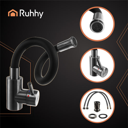 Flexible Küchenarmatur Edelstahl 304, 360° schwenkbar, Flexibler Auslauf