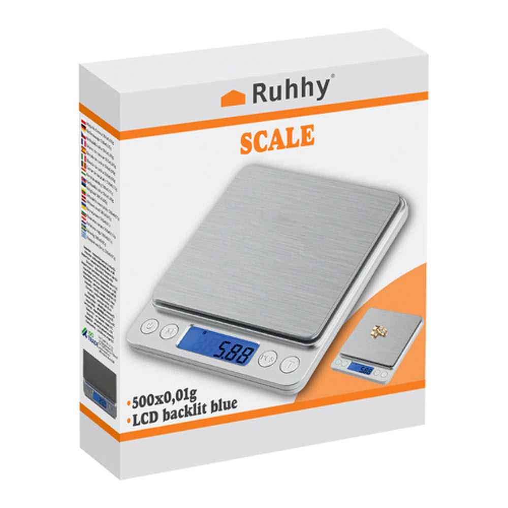 Digitale Küchenwaage 0,1g-500g Genauigkeit LCD Display mit 2 Schalen &