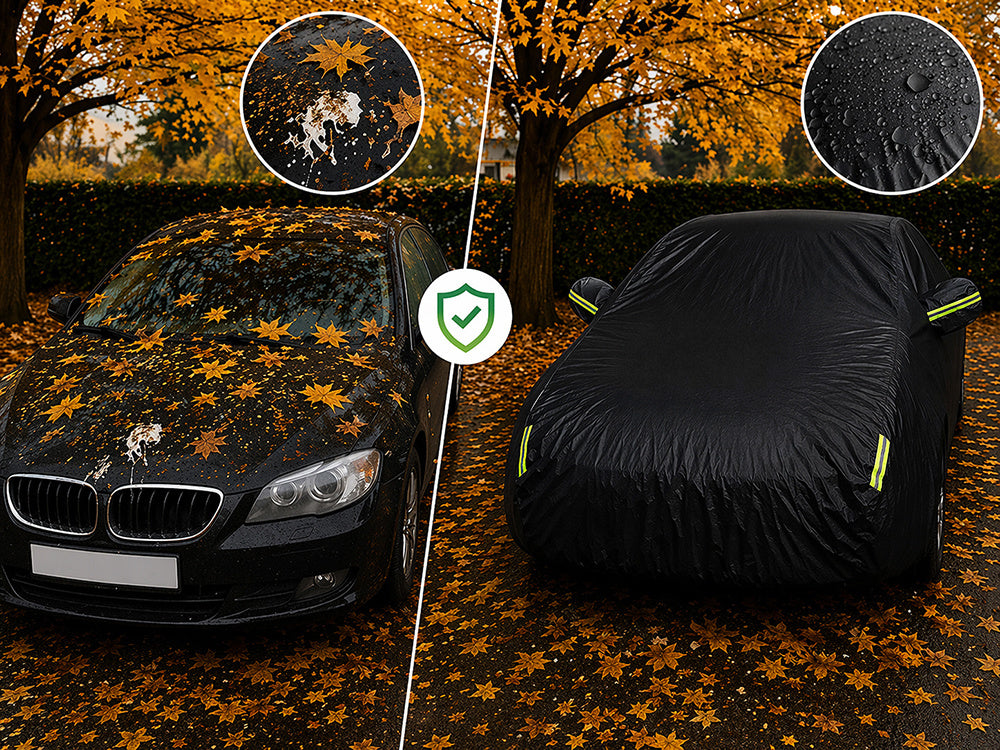 Autoabdeckung XXL wasserdicht – Ganzgarage mit Spiegeltaschen für Sommer & Winter, UV-, Regen- und Schneeschutz