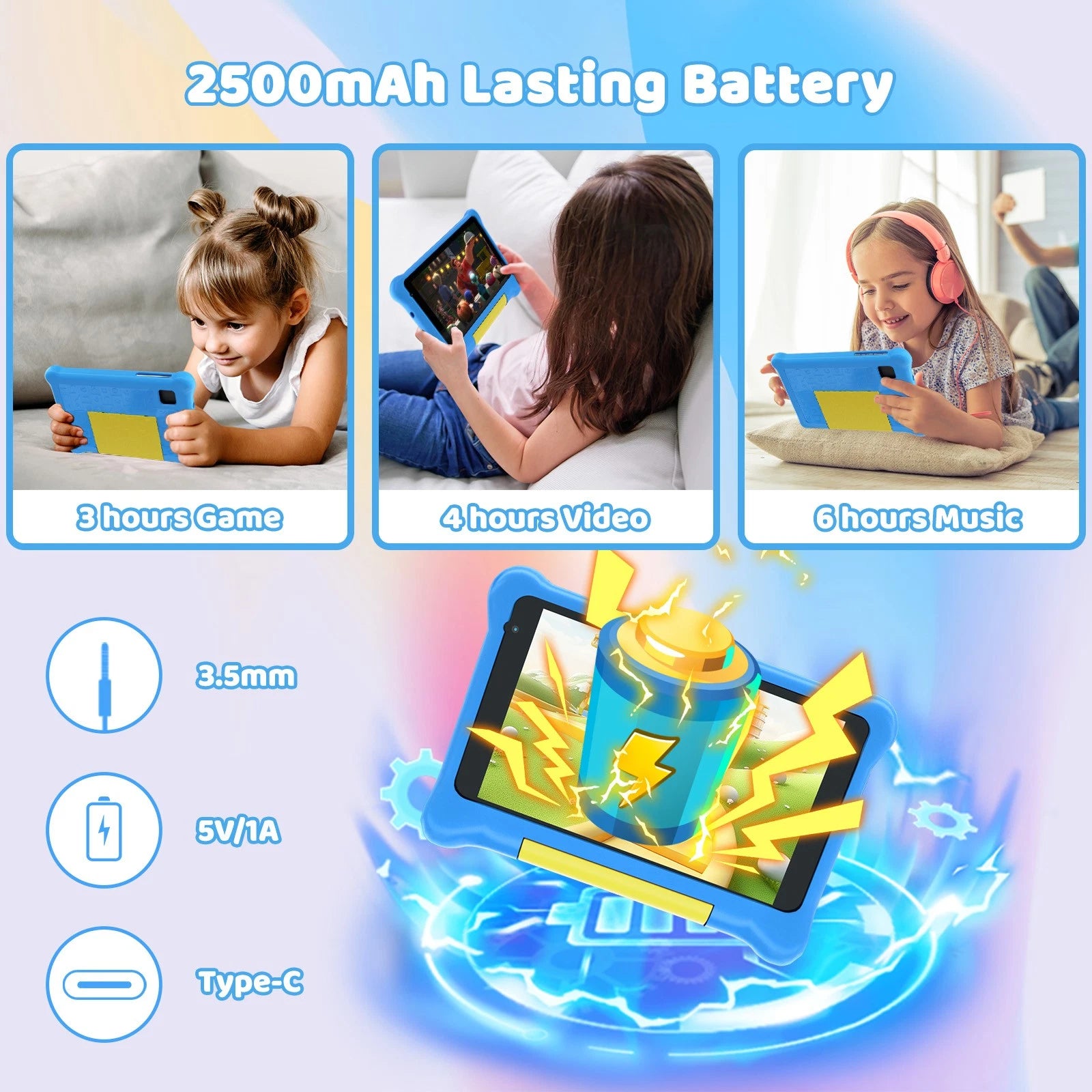 Kinder Tablet 7 Zoll Android 13 – 5 GB RAM 32 GB Speicher, WLAN, IPS Display & Schutzhülle Blau BBT2026