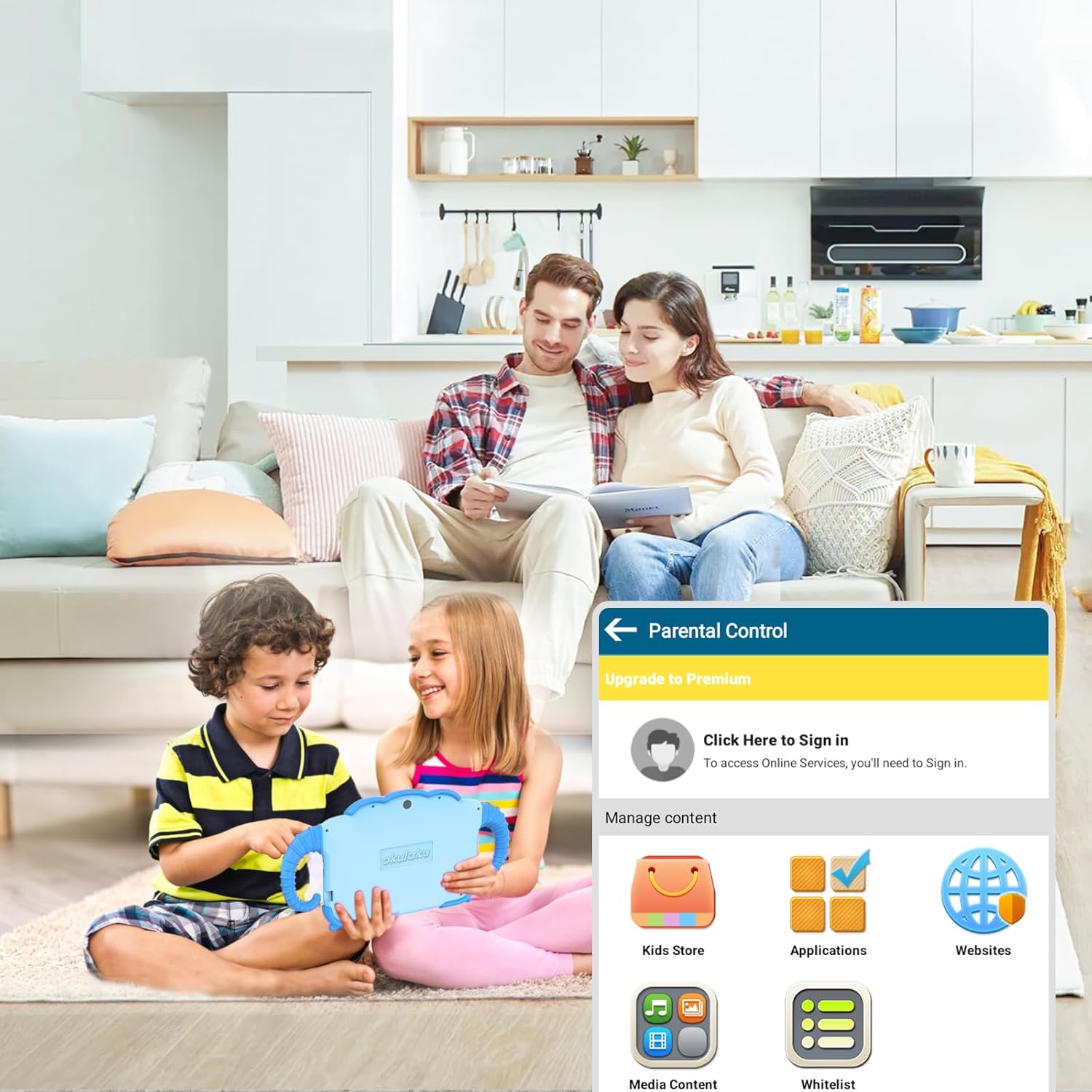 Kinder Tablet 7 Zoll mit Hülle – Lern- & Spielgerät für Kinder ab 3–14 Jahren – WiFi, Dual Kamera, Kindersicherung, 32GB – Blau