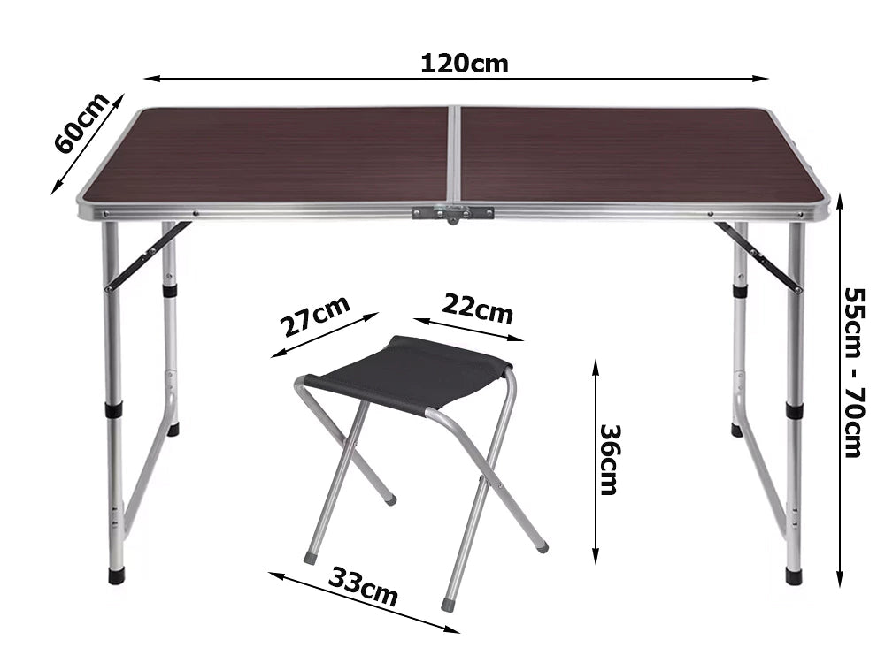 Klappbarer Campingtisch mit 4 Hockern klappbar Tisch Klapptisch Hocker NEU✅black