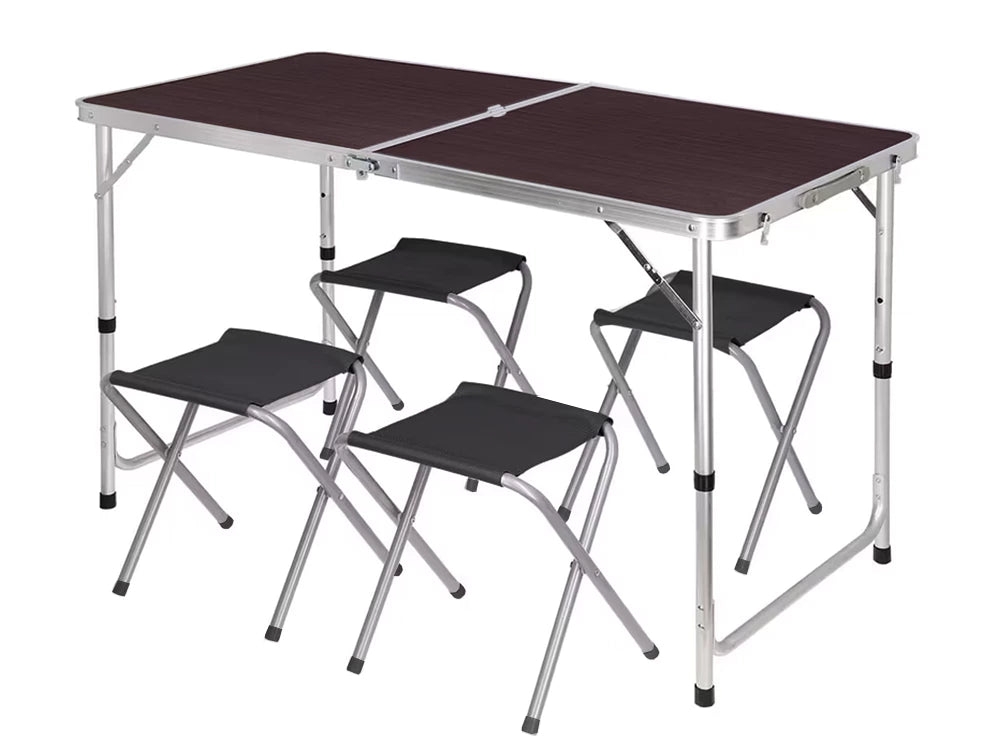 Klappbarer Campingtisch mit 4 Hockern klappbar Tisch Klapptisch Hocker NEU✅black