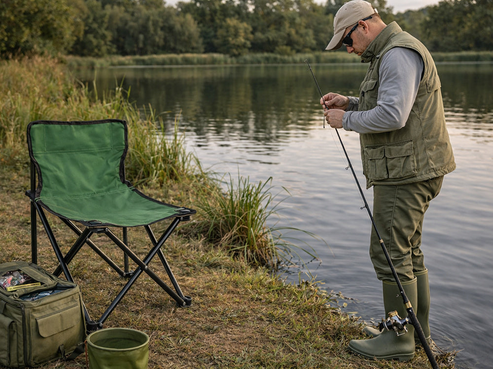 Campingstuhl Klappbar mit Getränkehalter – Angler Garten Festival Strand