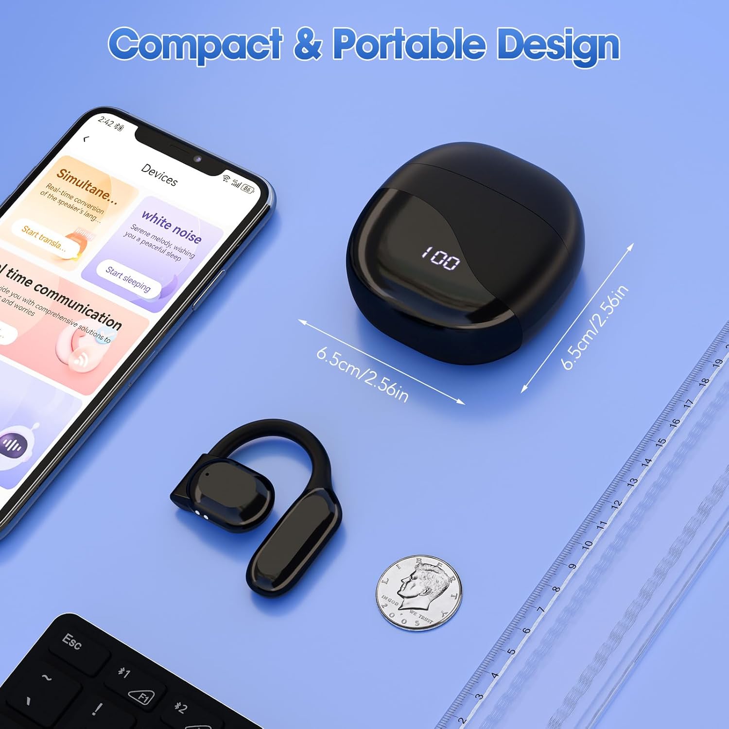 Übersetzer Kopfhörer Bluetooth 5.4 Echtzeit 138 Sprachen Open Ear mit ENC