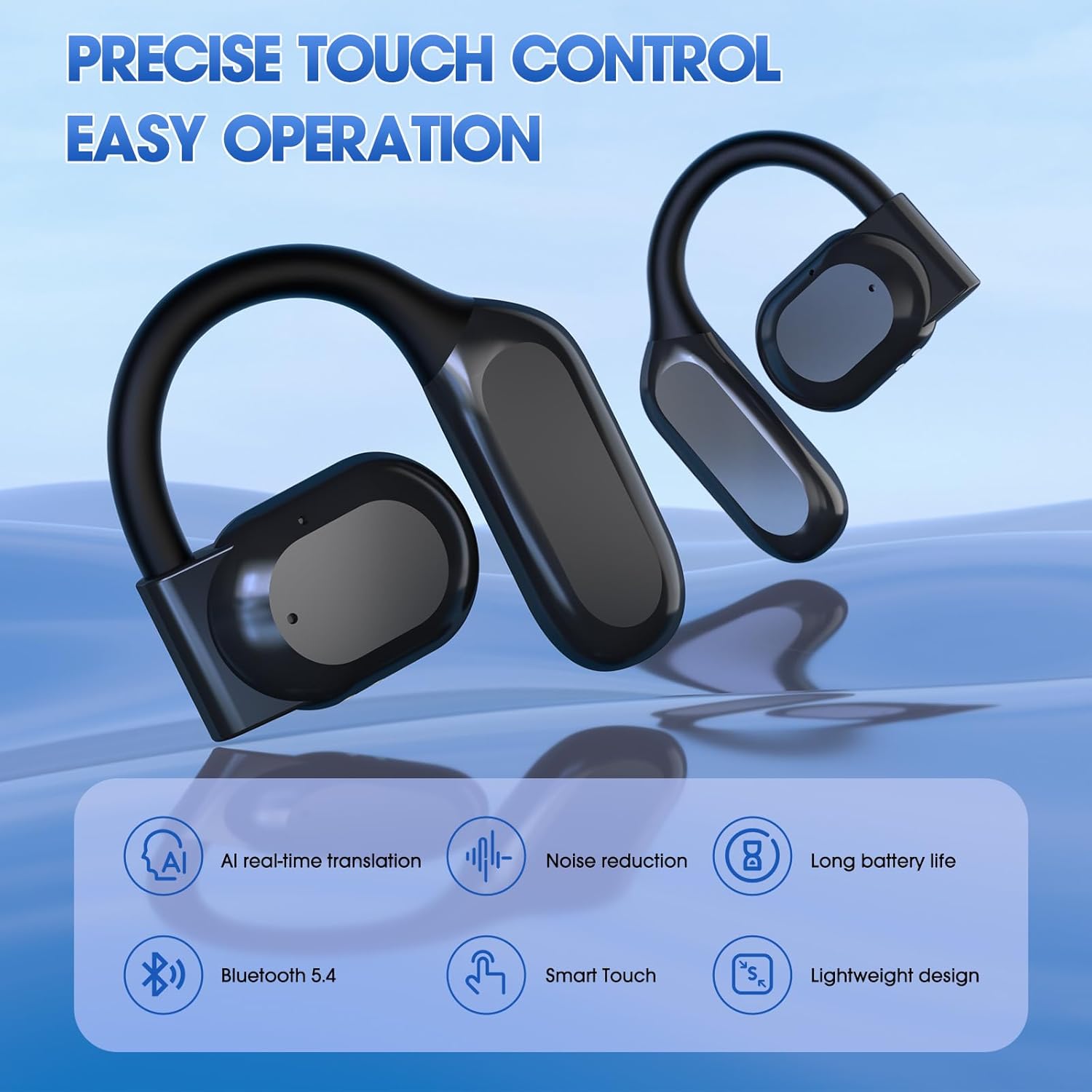 Übersetzer Kopfhörer Bluetooth 5.4 Echtzeit 138 Sprachen Open Ear mit ENC