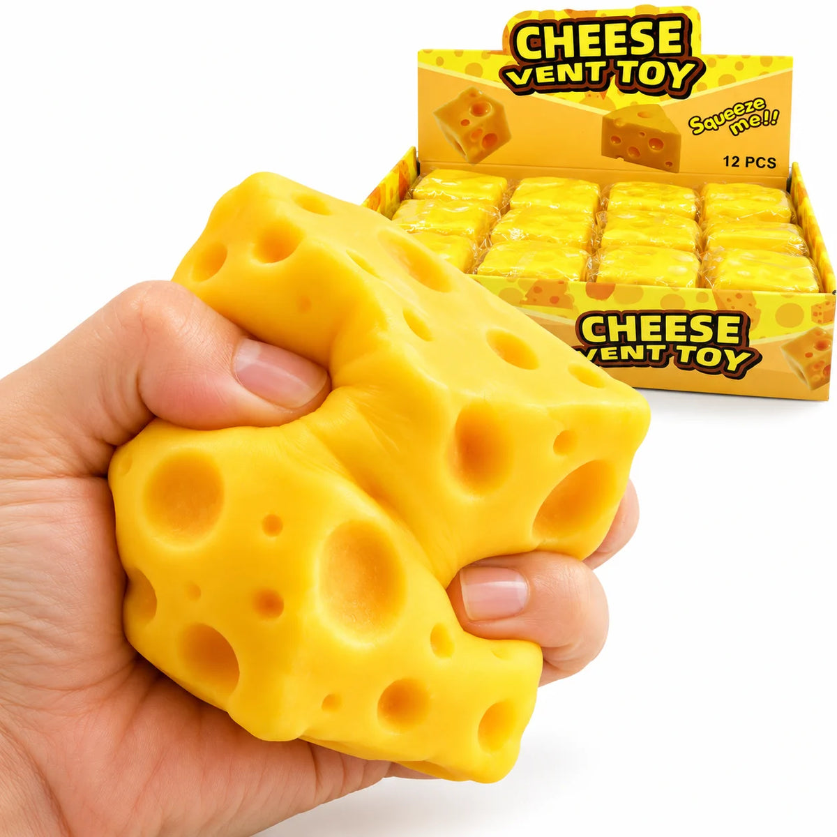 Käse Squishy Gelb Fidget Toy Knautschspielzeug Geschenk Mitgebsel Stressball