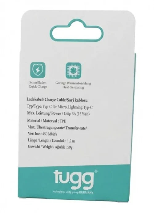 Ladekabel Typ-C Micro USB 3A 15W Schnellladekabel Datenkabel 1,2m Tugg