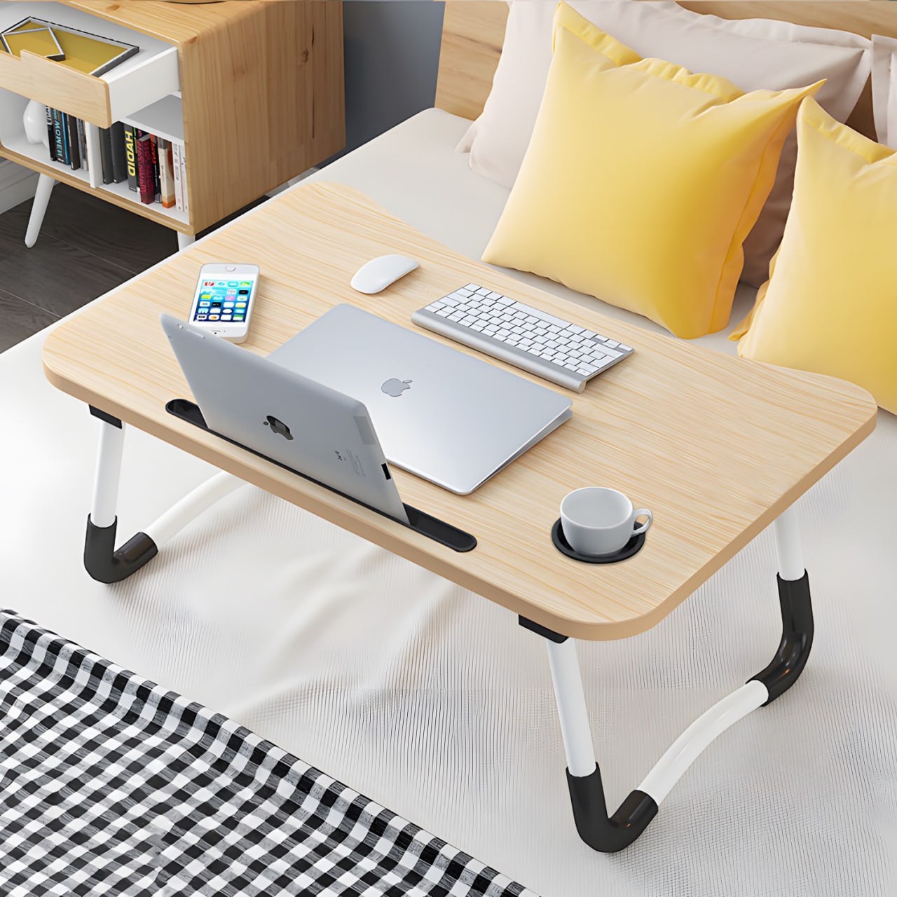 Laptoptisch klappbar 60x40 cm – Notebook Tisch & Betttisch mit Tablet Halterung, faltbares Laptop Tablett für Bett & Sofa